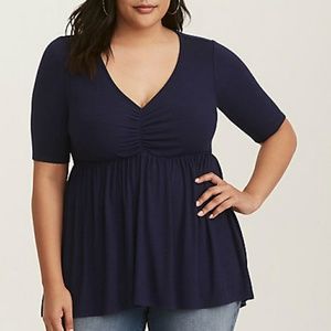 Ribbed knit cinch front babydoll